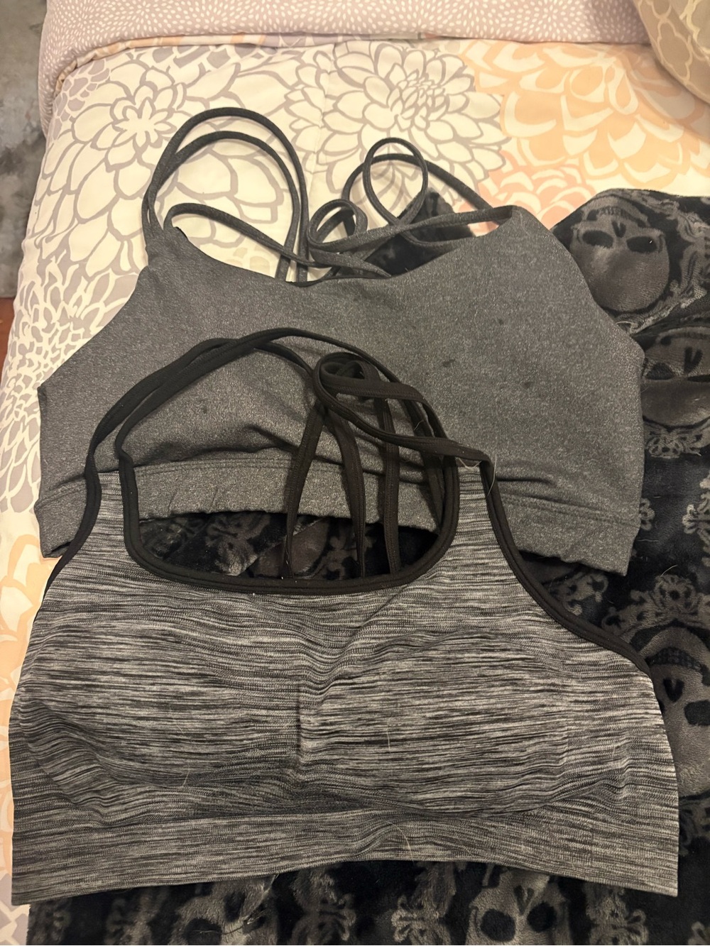 GAP Women's Heather Gray & Charcoal Strappy Sports Bras - 2 Pack